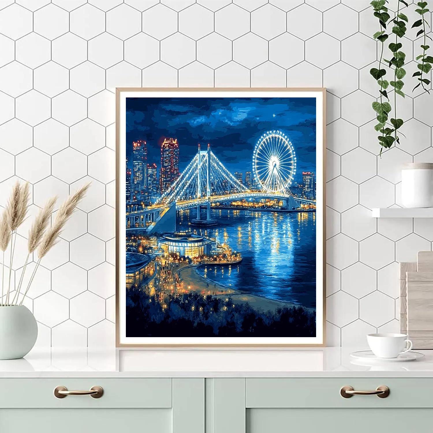 Tokyo Odaiba Rainbow Bridge Waterfront Tokyo Japan DIY paint by numbers
