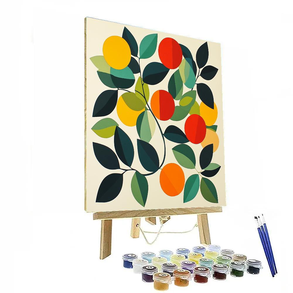 Henri Matisse Inspired Cutout Fruit And Leaves paint by number