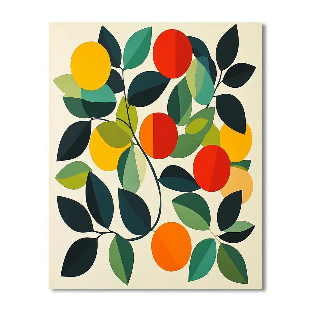 Henri Matisse Inspired Cutout Fruit And Leaves paint by number