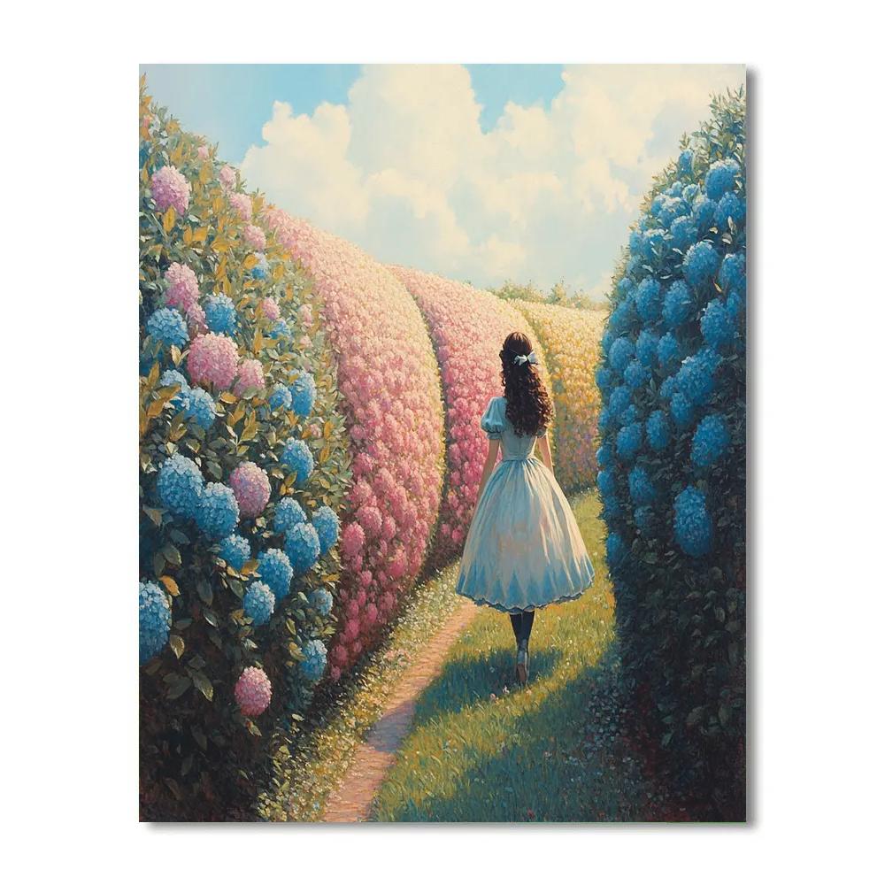 Alice Curious Garden Maze Path - Disney Inspired Numbered painting kits