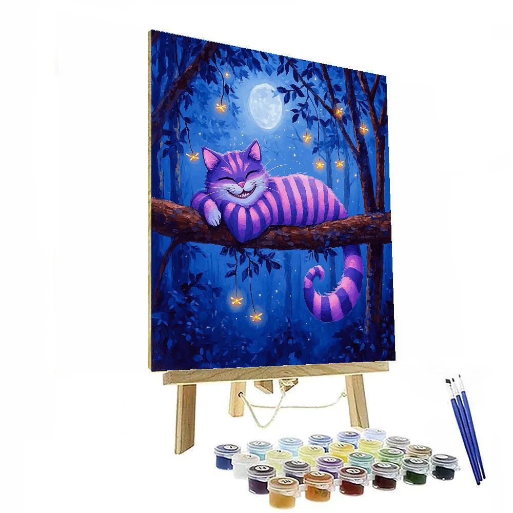 Cheshire Cat Moonlit Tree Branch - Disney Inspired paint by color