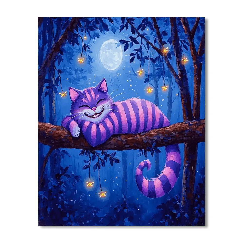 Cheshire Cat Moonlit Tree Branch - Disney Inspired paint by color