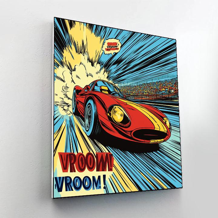 Roy Lichtenstein Inspired Comic Racing Car Scene paint by number