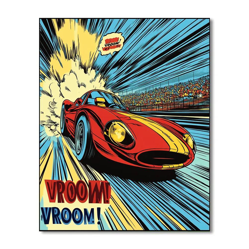 Roy Lichtenstein Inspired Comic Racing Car Scene paint by number