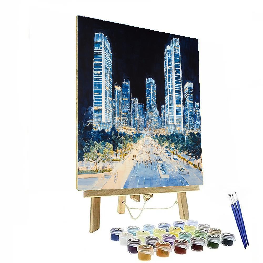 Guangzhou Zhujiang New Town Skyline Guangzhou China paint by color