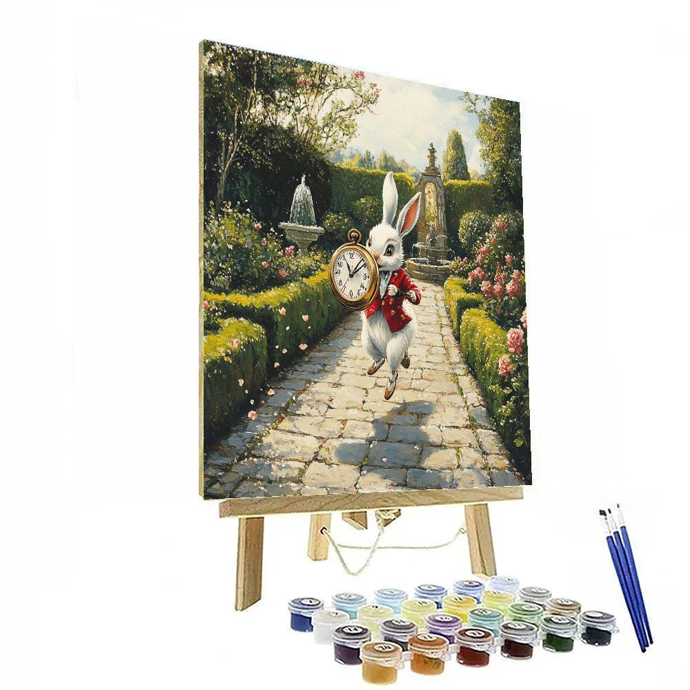 White Rabbit Pocket Watch Garden Rush - Disney Inspired Paint by numbers kits