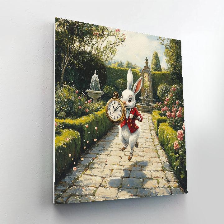 White Rabbit Pocket Watch Garden Rush - Disney Inspired Paint by numbers kits