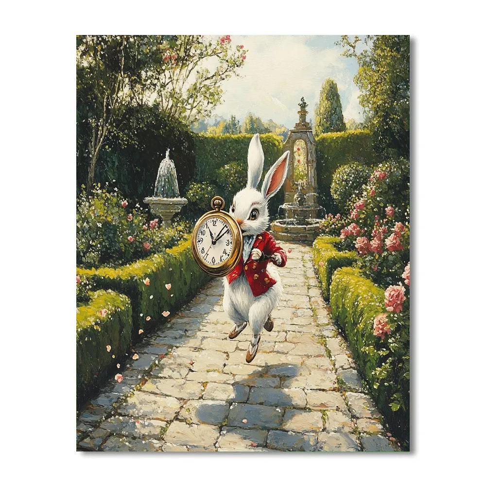 White Rabbit Pocket Watch Garden Rush - Disney Inspired Paint by numbers kits