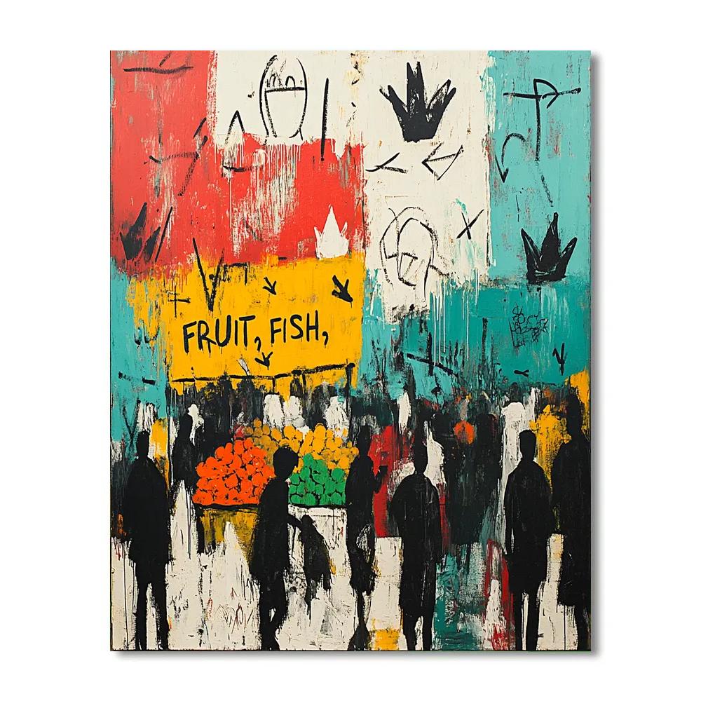Jean Michel Basquiat Inspired Street Market Chaos Paint by numbers art