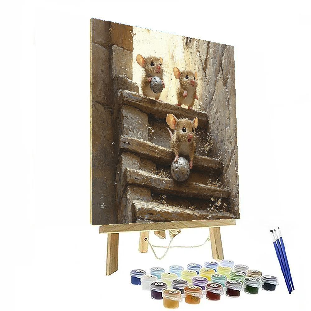 Jaq And Gus Hidden Stair Rescue - Disney Inspired Paint by numbers art