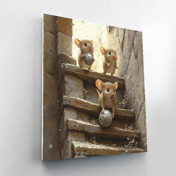 Jaq And Gus Hidden Stair Rescue - Disney Inspired Paint by numbers art