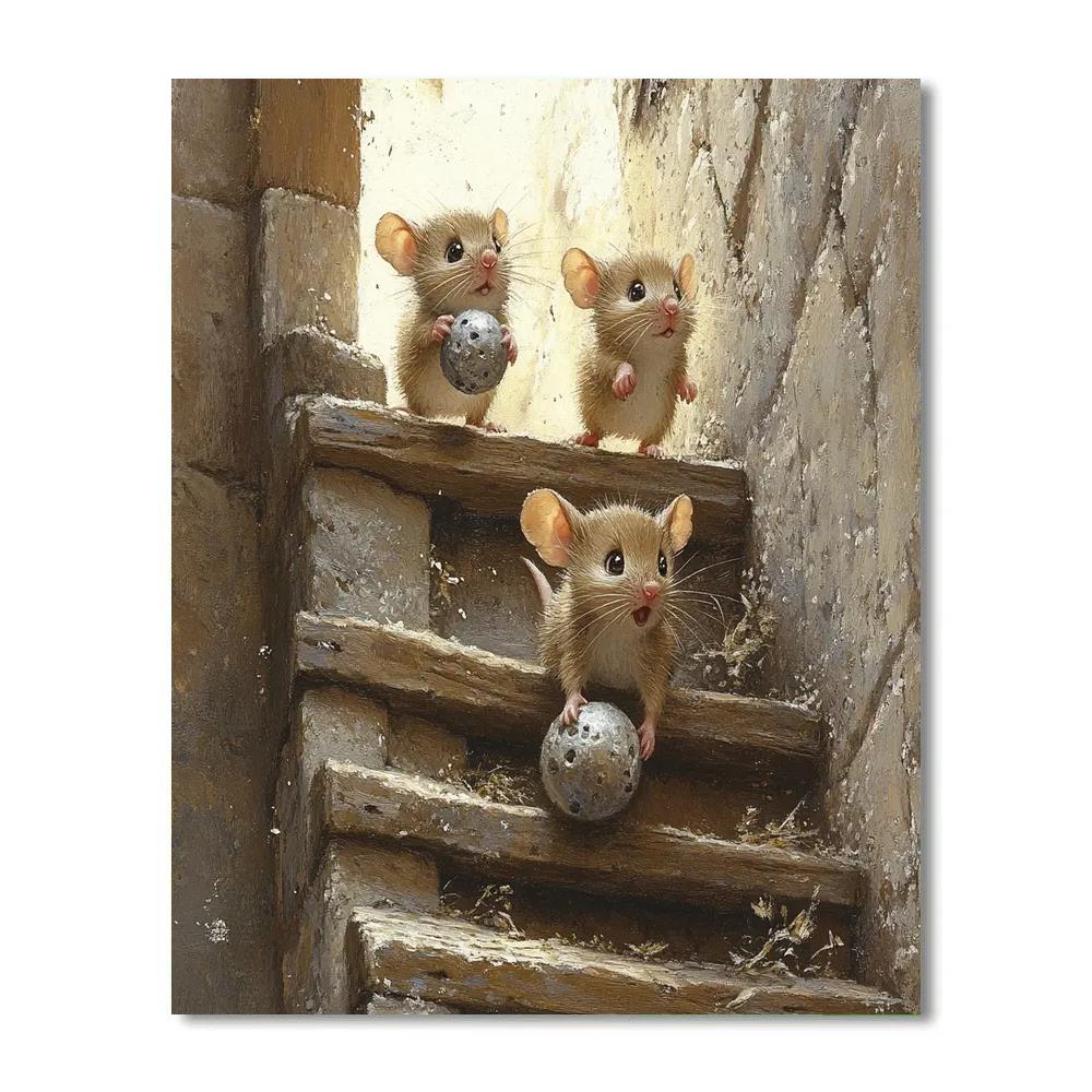 Jaq And Gus Hidden Stair Rescue - Disney Inspired Paint by numbers art