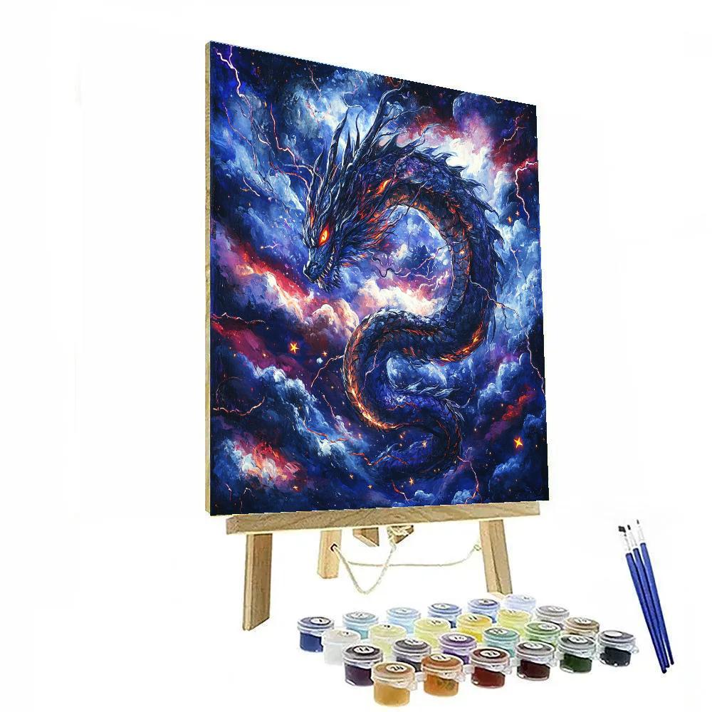 William Blake Inspired Mythic Dragon In Storm Paint by numbers art
