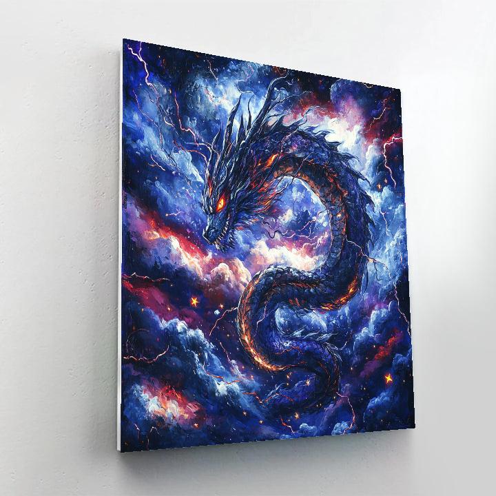 William Blake Inspired Mythic Dragon In Storm Paint by numbers art