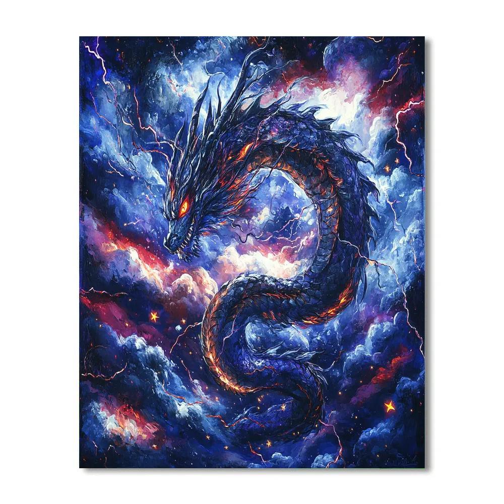 William Blake Inspired Mythic Dragon In Storm Paint by numbers art