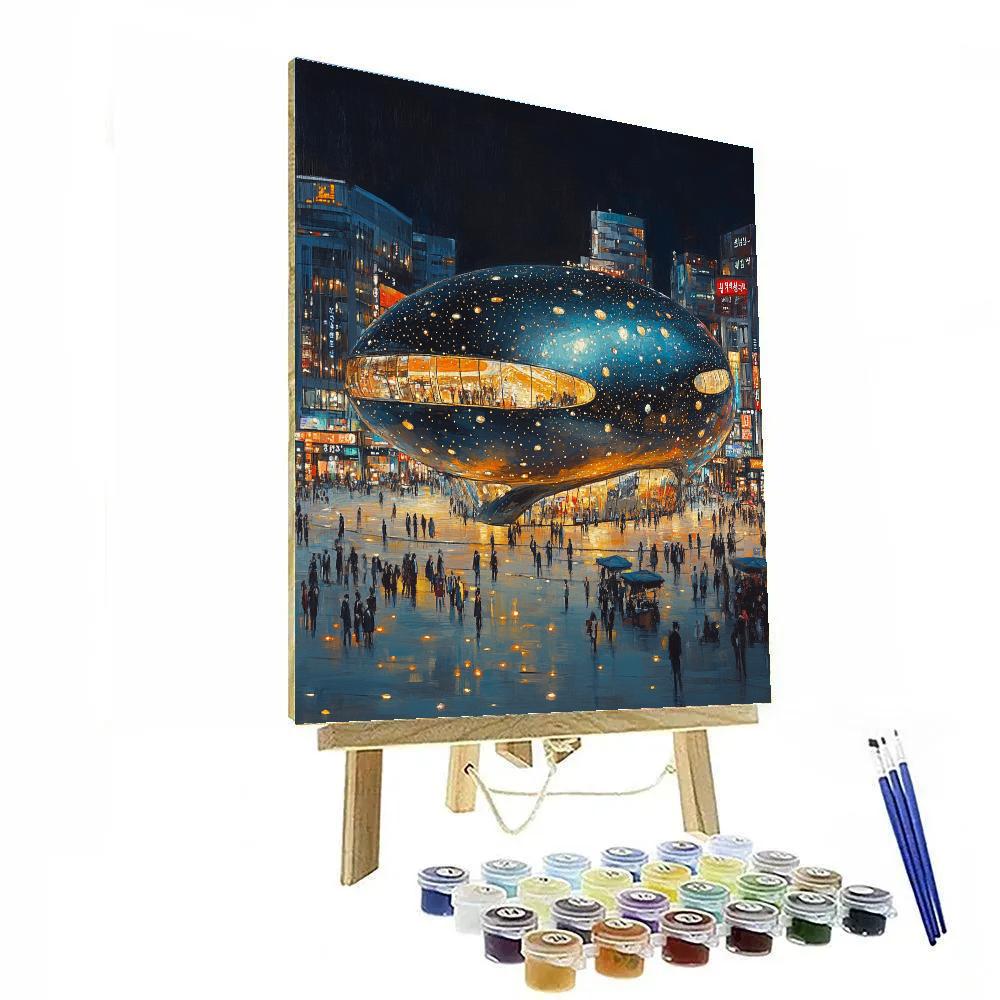 Seoul Dongdaemun Design Plaza Nightscape Seoul South Korea Numbered painting kits