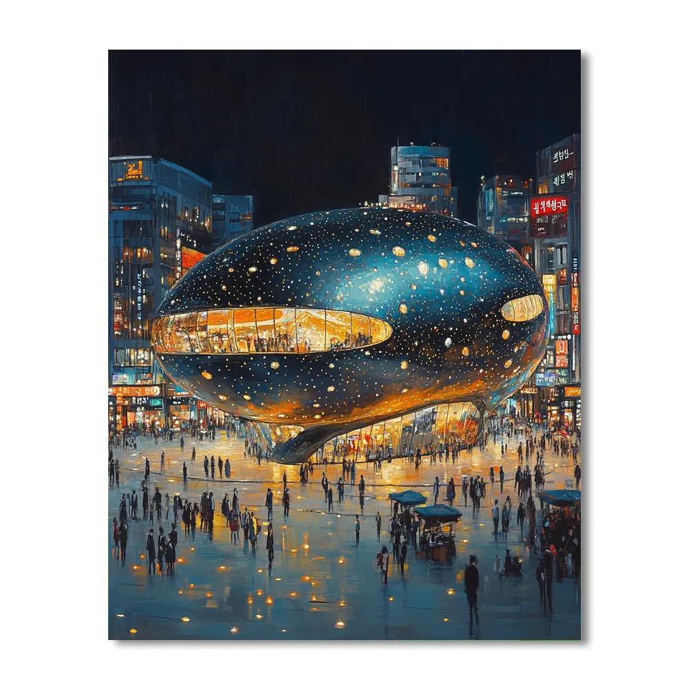 Seoul Dongdaemun Design Plaza Nightscape Seoul South Korea Numbered painting kits