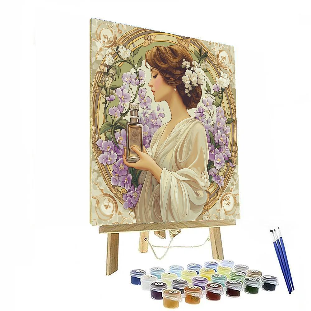 Alphonse Mucha Inspired Perfume Muse With Orchids DIY paint by numbers
