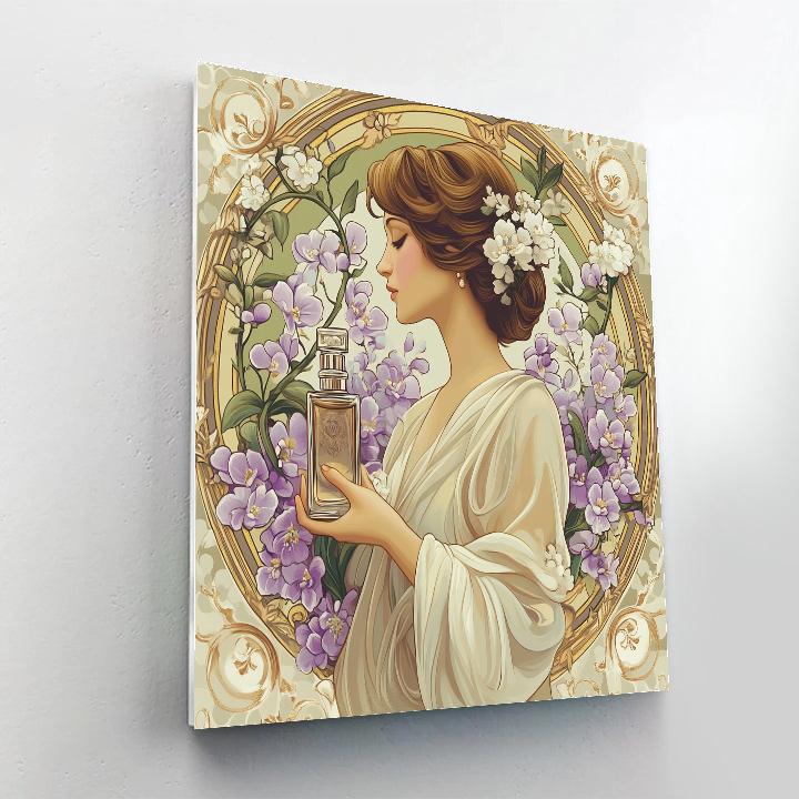 Alphonse Mucha Inspired Perfume Muse With Orchids DIY paint by numbers