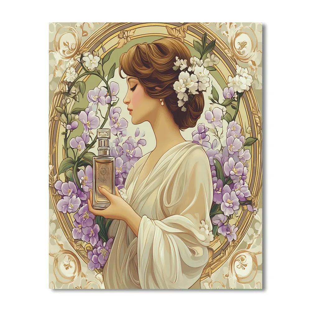 Alphonse Mucha Inspired Perfume Muse With Orchids DIY paint by numbers