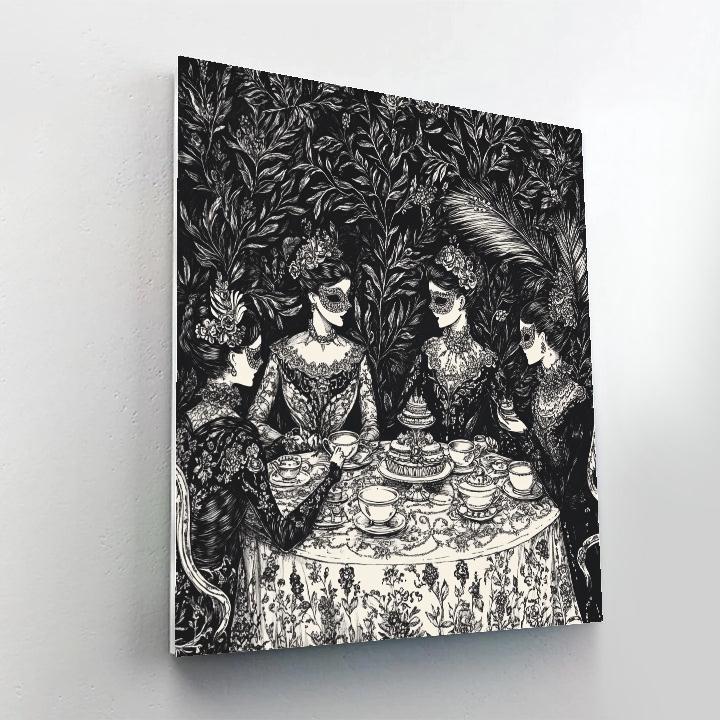 Aubrey Beardsley Inspired Masquerade Tea Party Paint by numbers art
