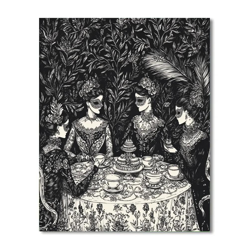 Aubrey Beardsley Inspired Masquerade Tea Party Paint by numbers art