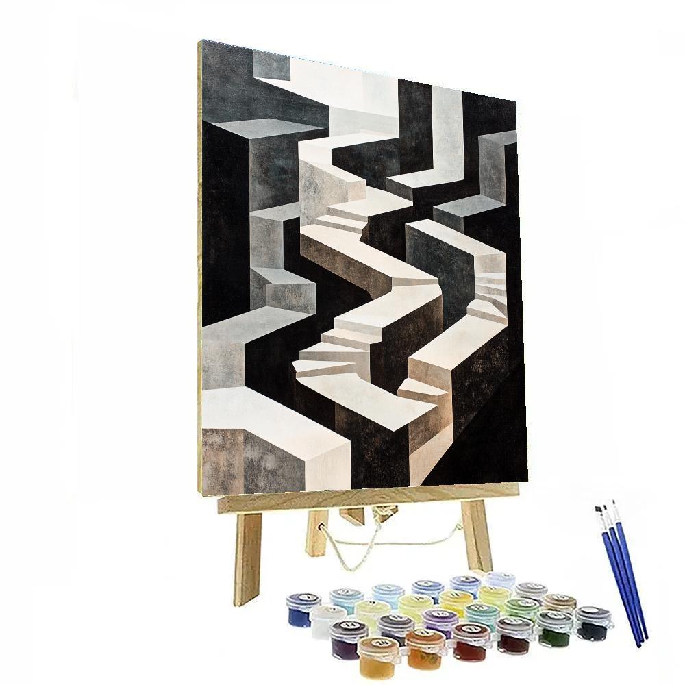 M C Escher Inspired Infinite Labyrinth Of Planes paint by numbers