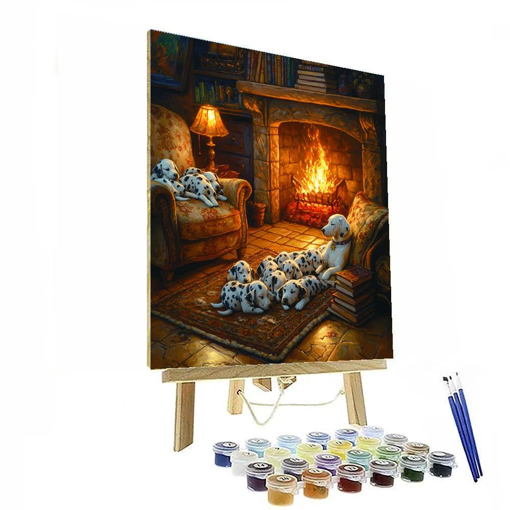 Perdita Cozy Firelight Storytime - Disney Inspired paint by number