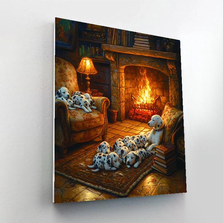 Perdita Cozy Firelight Storytime - Disney Inspired paint by number