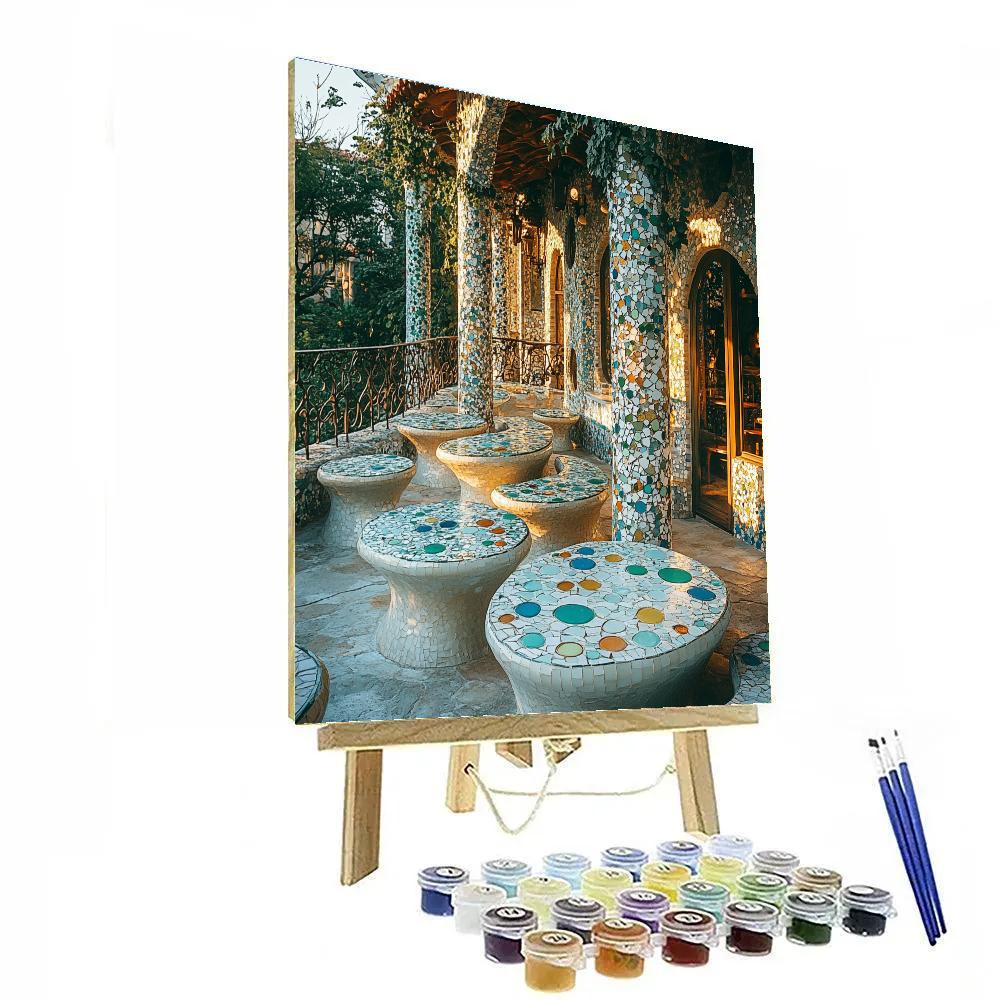 Antonio Gaudi Inspired Mosaic Garden Cafe DIY paint by numbers