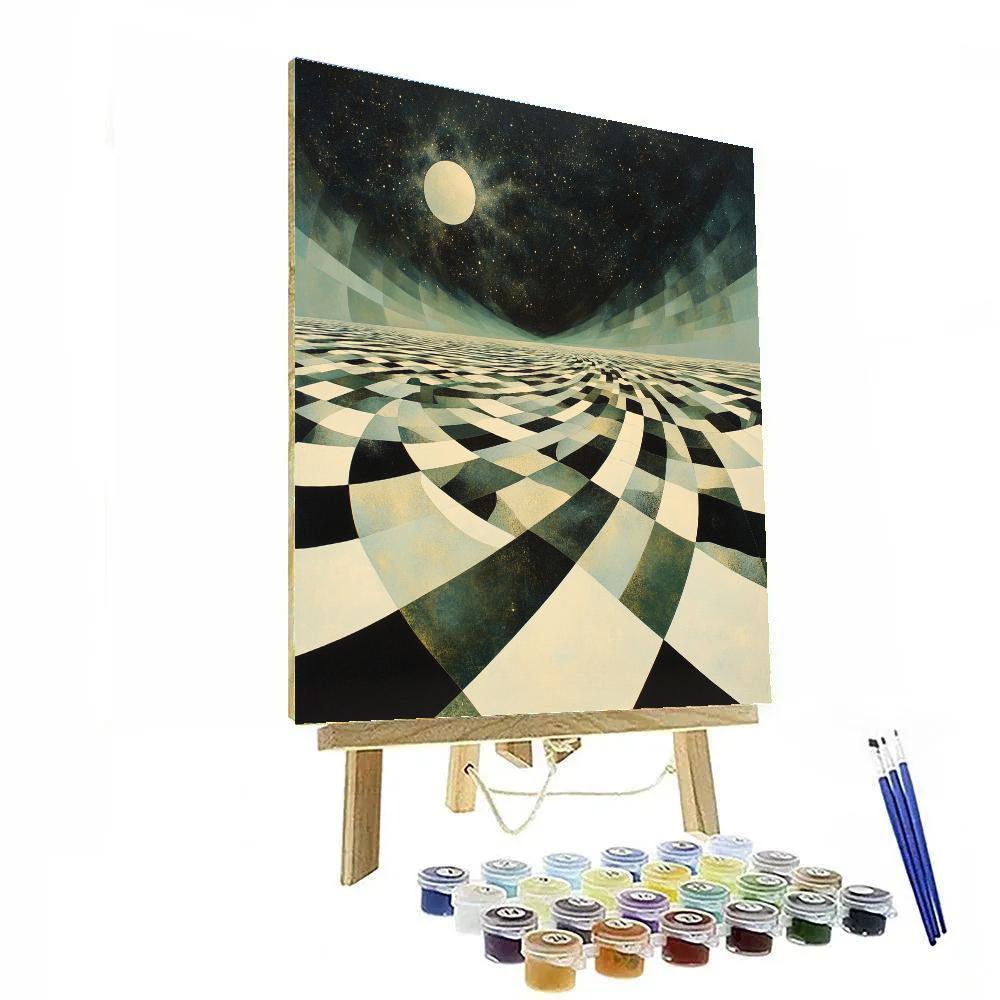 M C Escher Inspired Tessellated Cosmos Of Fractals Number painting