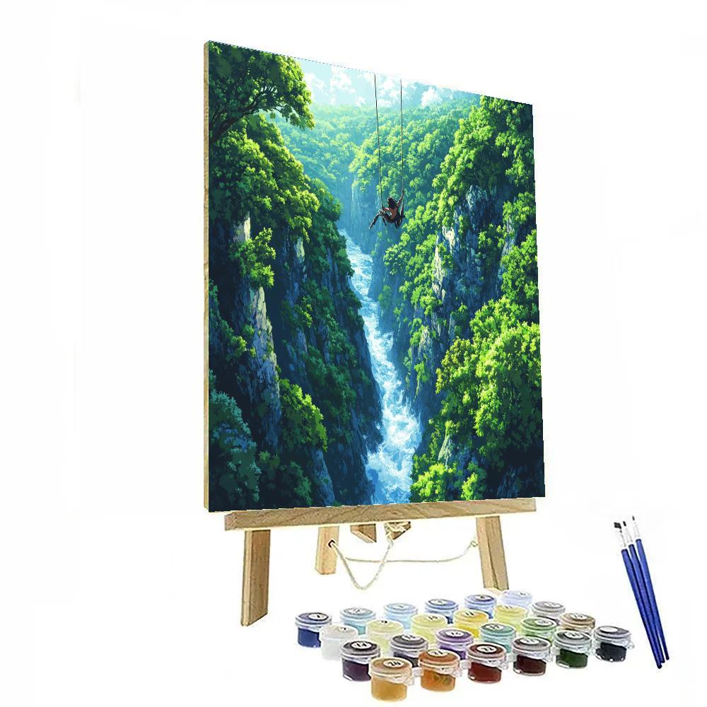 Tarzan Vine Swing River Gorge - Disney Inspired paint by numbers