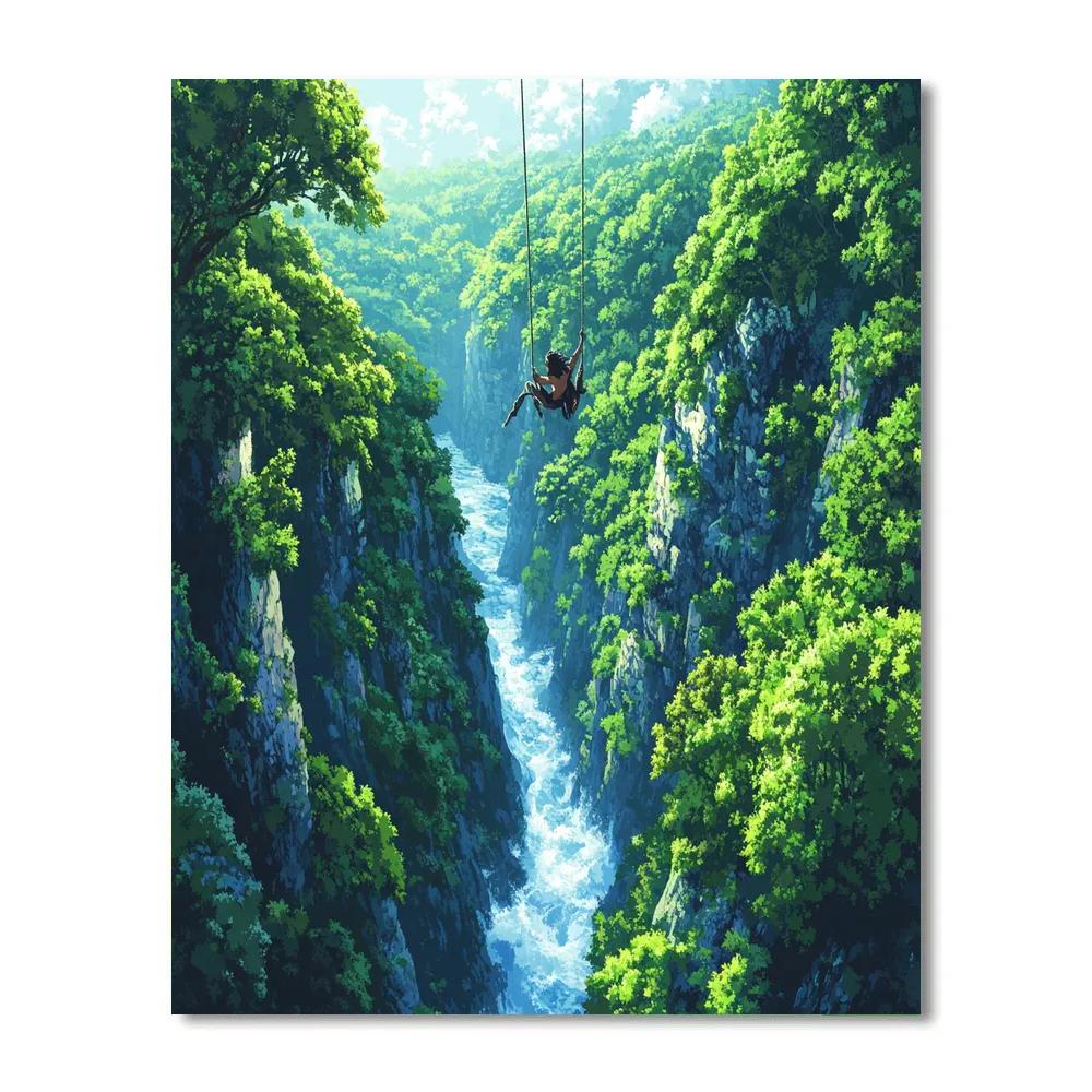 Tarzan Vine Swing River Gorge - Disney Inspired paint by numbers