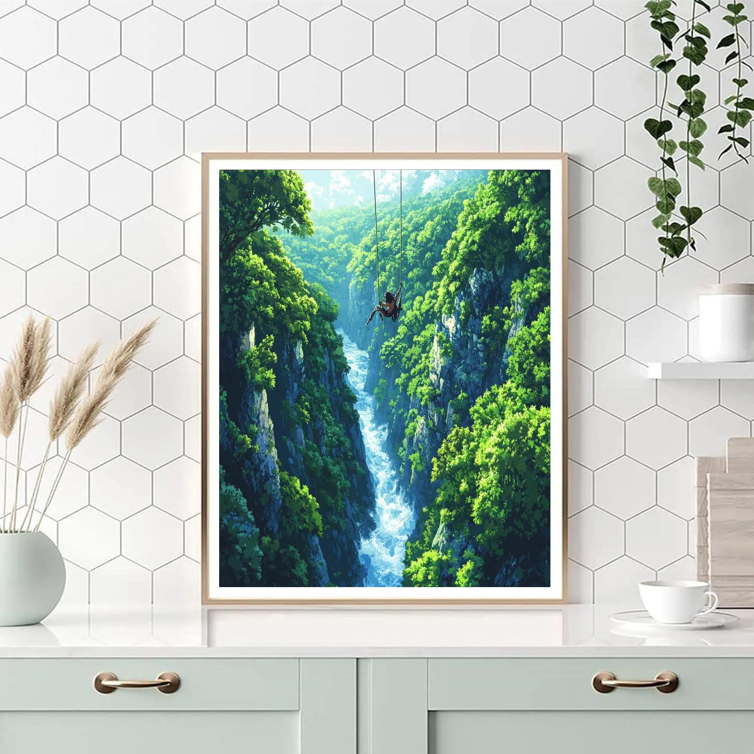 Tarzan Vine Swing River Gorge - Disney Inspired paint by numbers