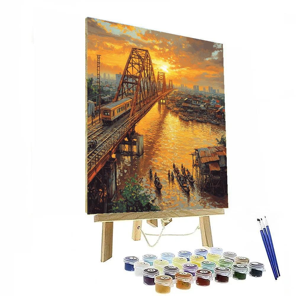 Hanoi Long Bien Bridge Over Red River Hanoi Vietnam paint by numbers