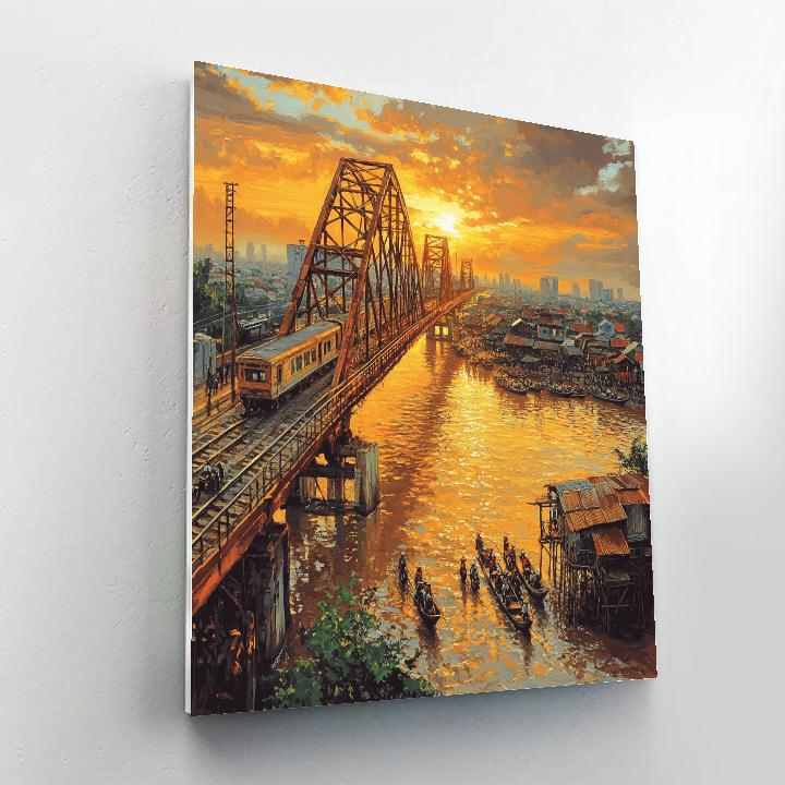 Hanoi Long Bien Bridge Over Red River Hanoi Vietnam paint by numbers