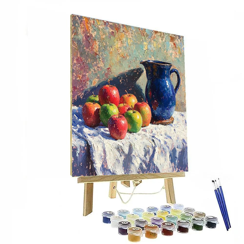 Paul Cezanne Inspired Apples And Blue Pitcher painting number kit