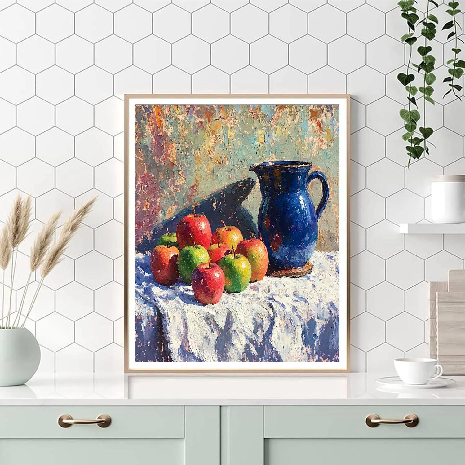 Paul Cezanne Inspired Apples And Blue Pitcher painting number kit