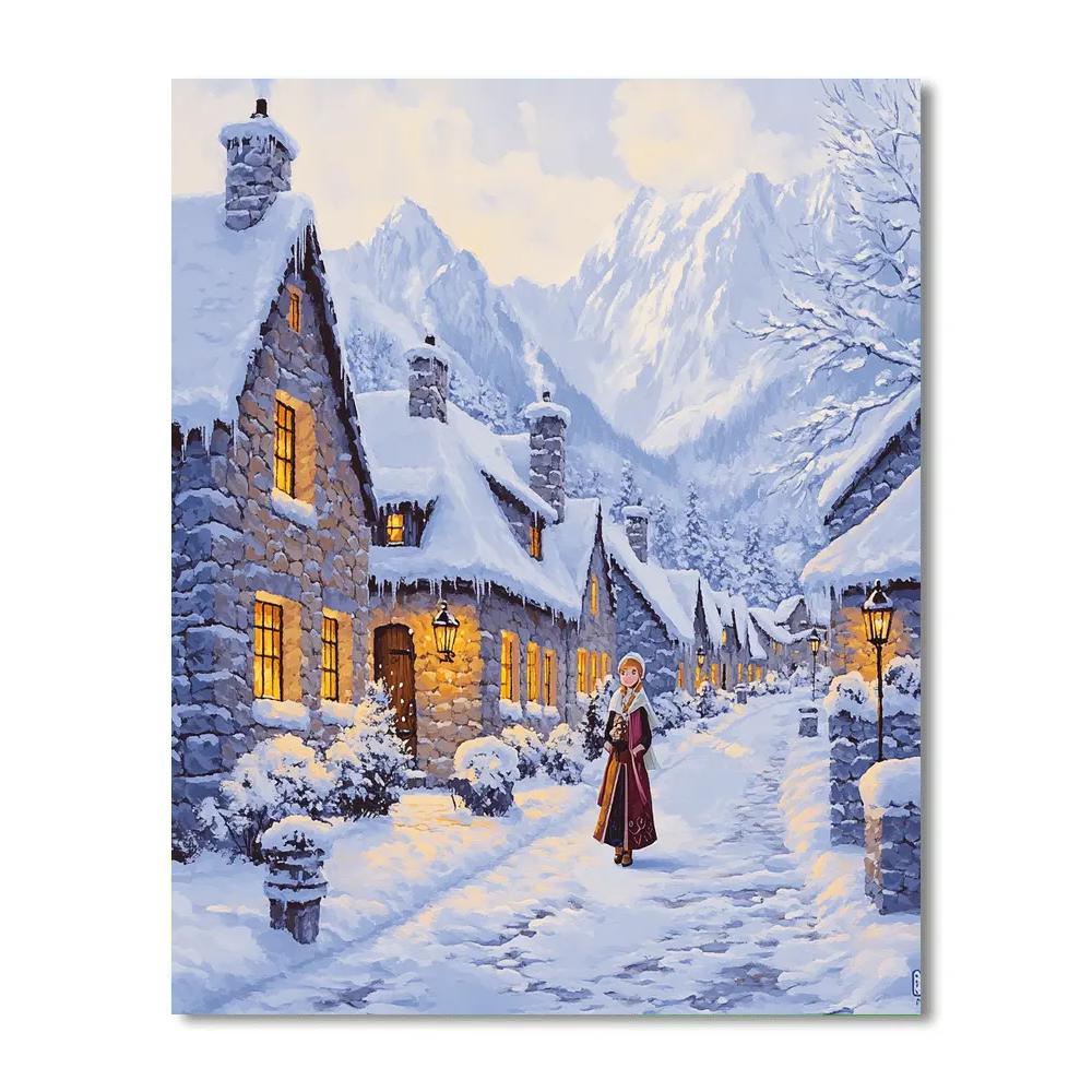 Anna Arendelle Winter Village Walk - Disney Inspired DIY paint by numbers