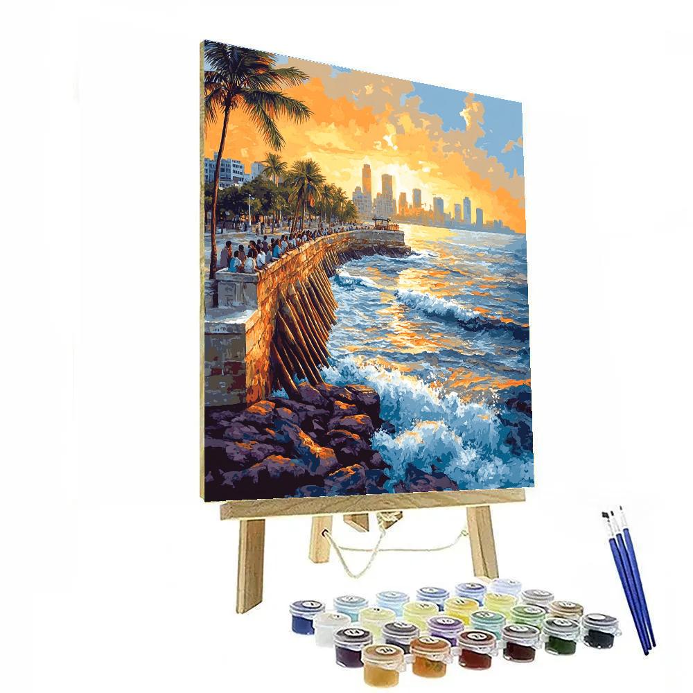 Mumbai Bandra Bandstand Sea Face Mumbai India paint by numbers