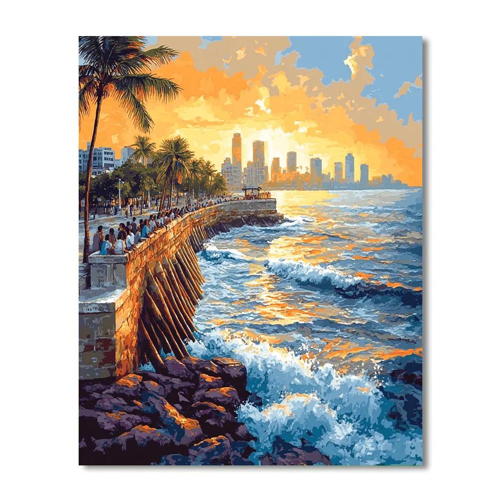 Mumbai Bandra Bandstand Sea Face Mumbai India paint by numbers
