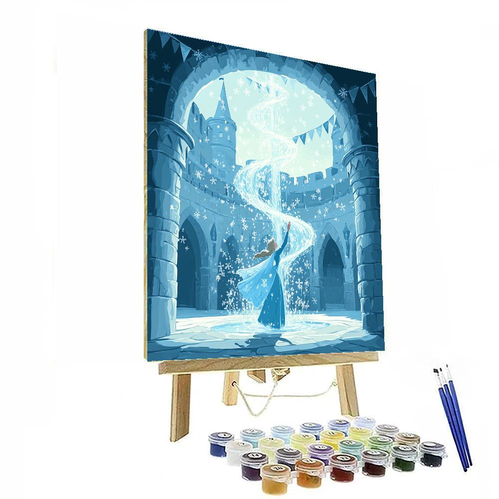 Elsa Ice Fountain Courtyard Sparkle - Disney Inspired paint by numbers