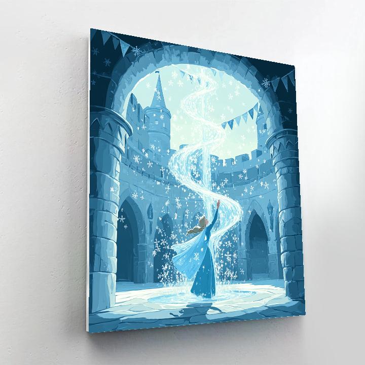 Elsa Ice Fountain Courtyard Sparkle - Disney Inspired paint by numbers