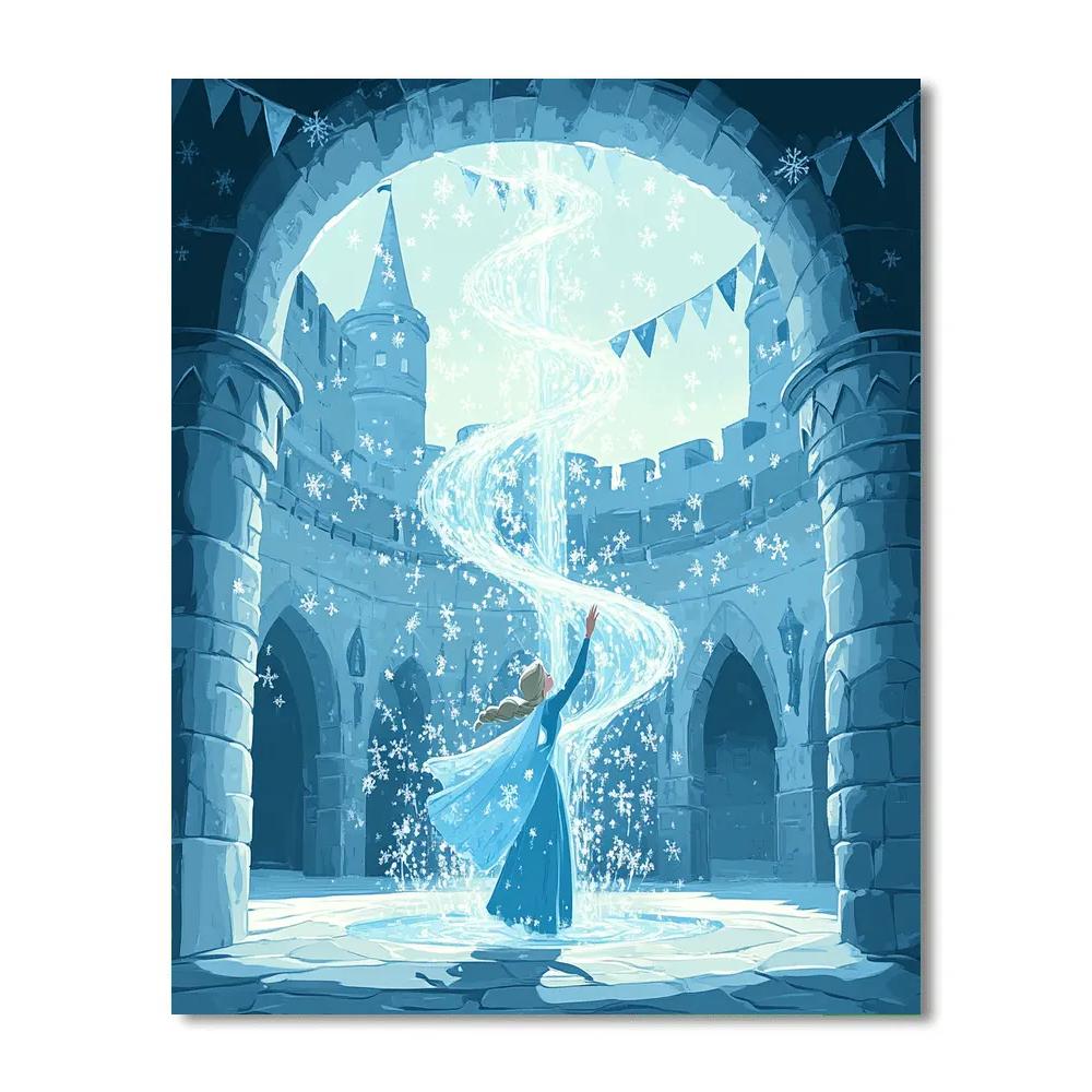 Elsa Ice Fountain Courtyard Sparkle - Disney Inspired paint by numbers