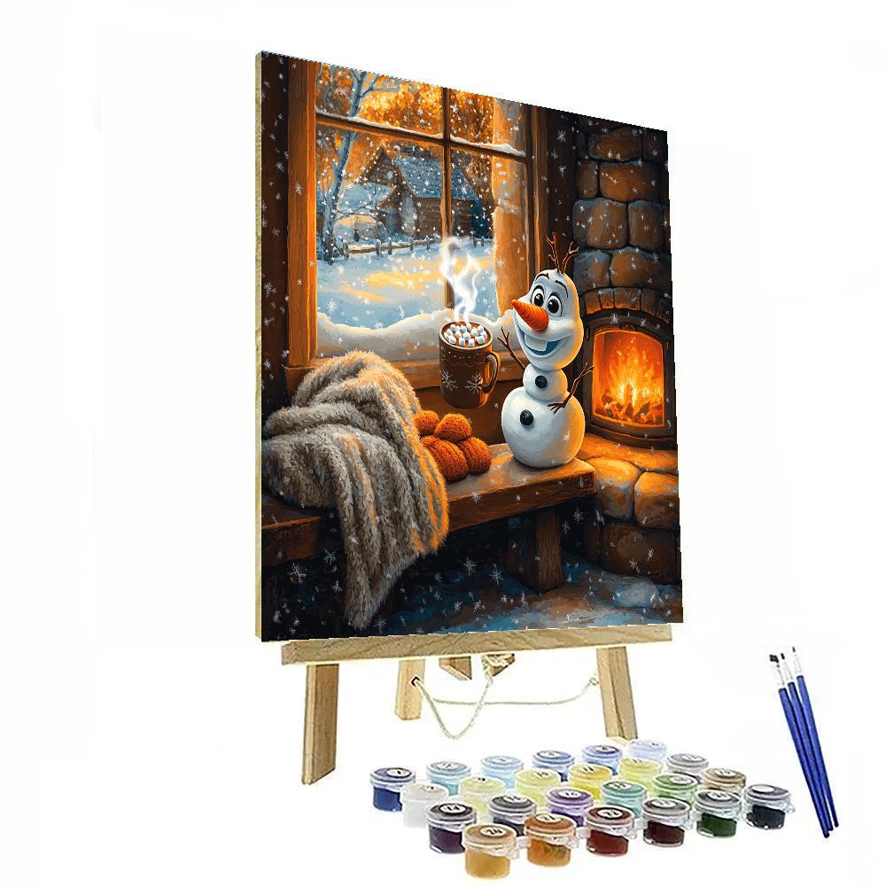 Olaf Warm Cocoa Fire Corner - Disney Inspired DIY paint by numbers