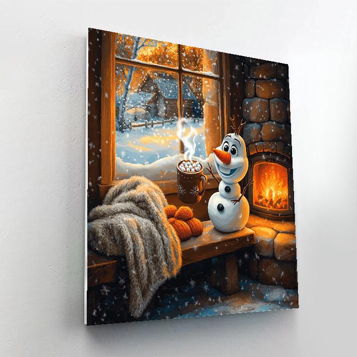 Olaf Warm Cocoa Fire Corner - Disney Inspired DIY paint by numbers
