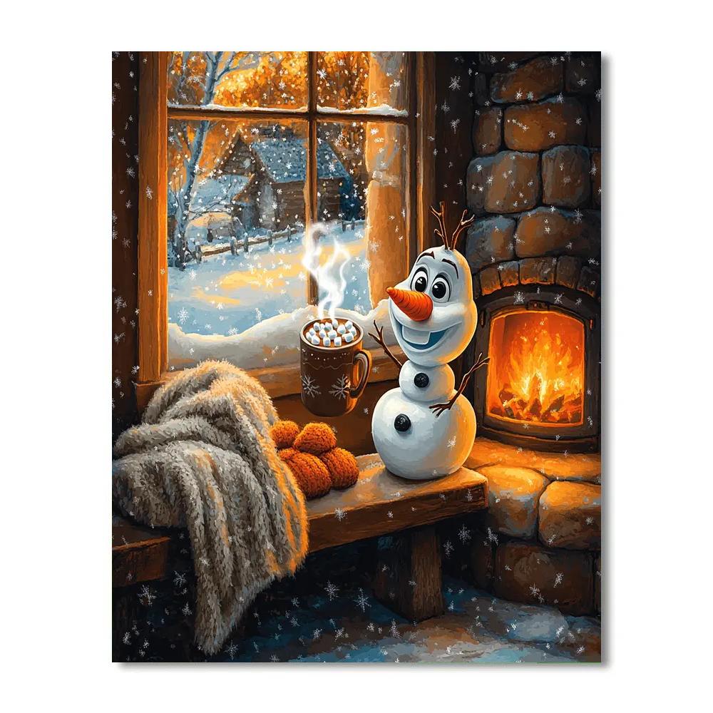Olaf Warm Cocoa Fire Corner - Disney Inspired DIY paint by numbers