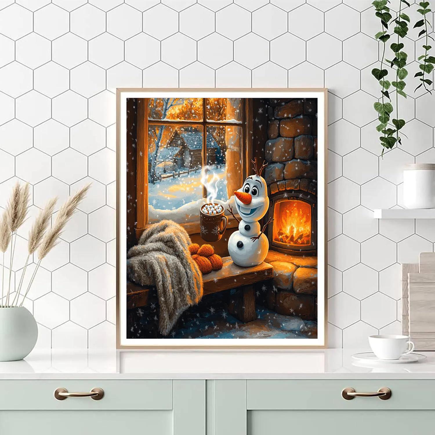 Olaf Warm Cocoa Fire Corner - Disney Inspired DIY paint by numbers