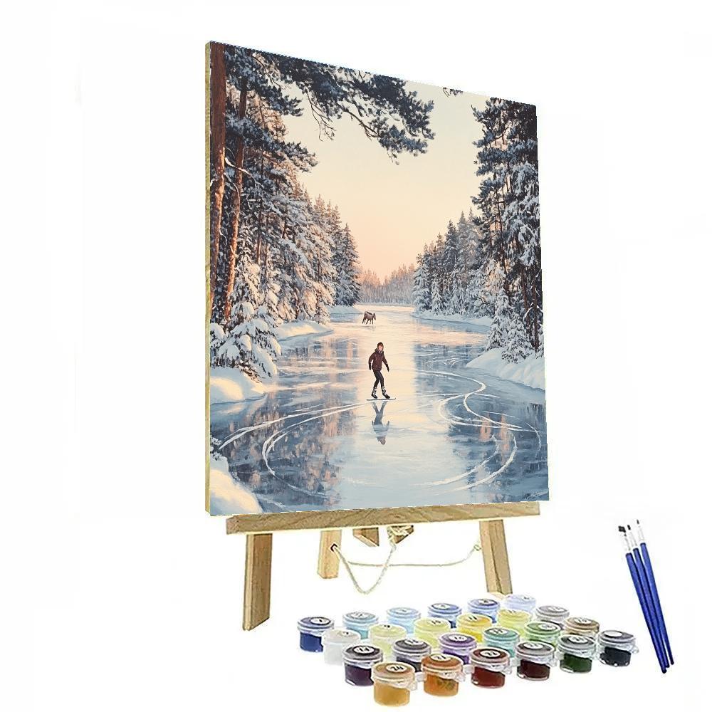 Kristoff Frozen Lake Skating Tracks - Disney Inspired Numbered painting kits