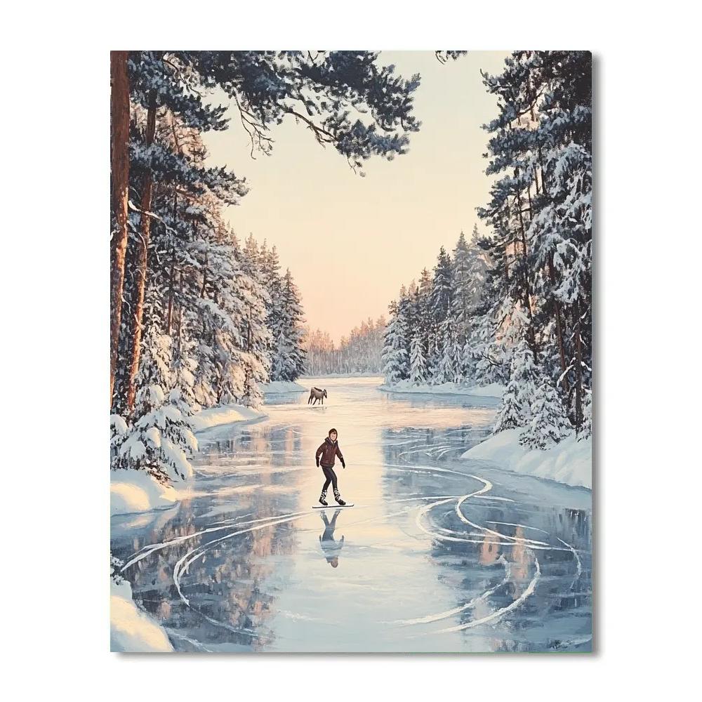 Kristoff Frozen Lake Skating Tracks - Disney Inspired Numbered painting kits
